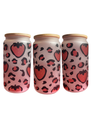 Strawberry 16 oz. Matte-Frosted Glass Sublimation Tumbler - image1